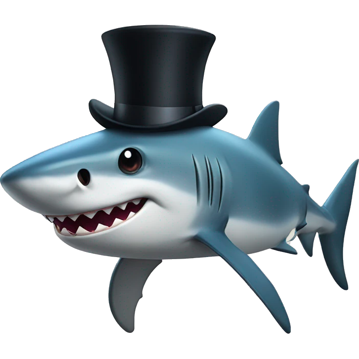 Shark with a top hat emoji