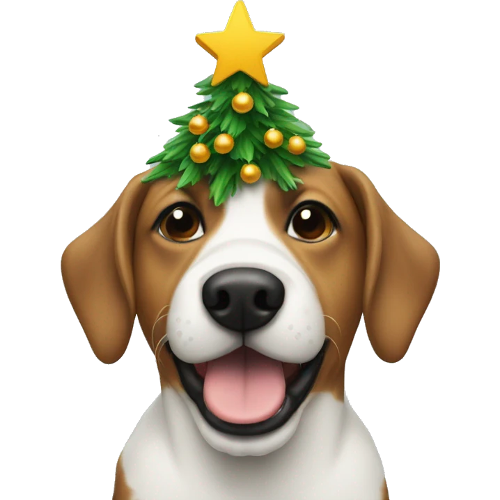Dog with christmas tree on head emoji