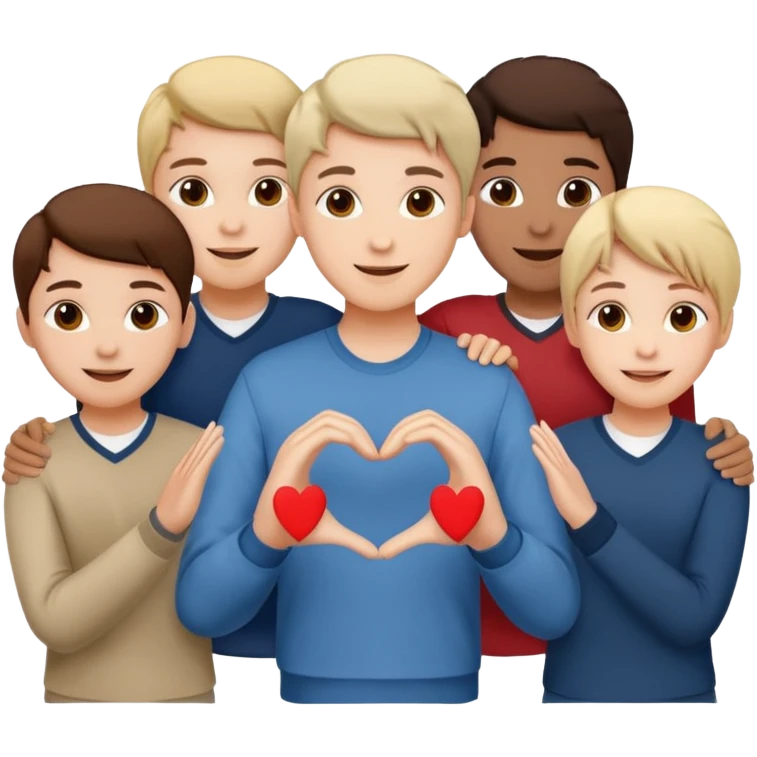 Создай очень счатливых учиников показывающих сердечко emoji