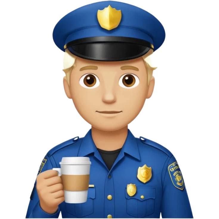 police blonde man holding coffe emoji