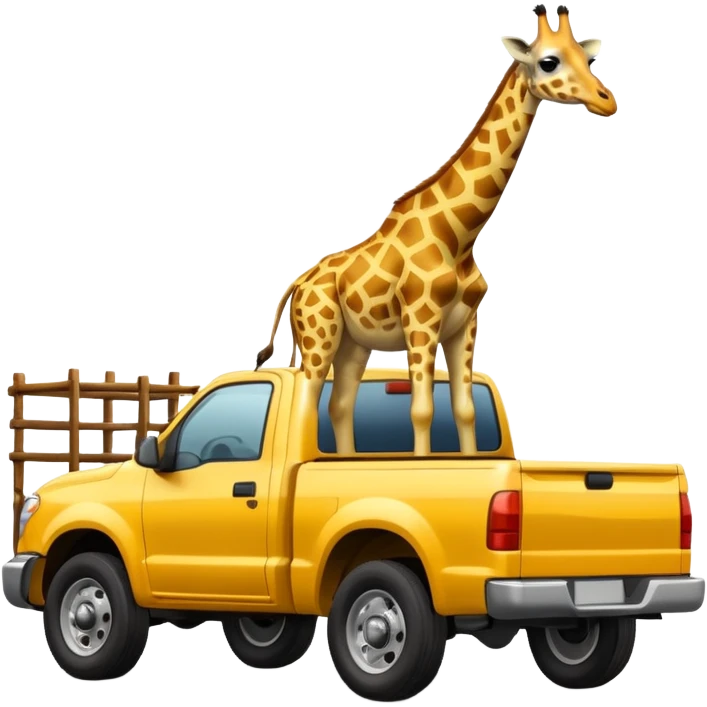 giraffe in the back of a pickup truck emoji