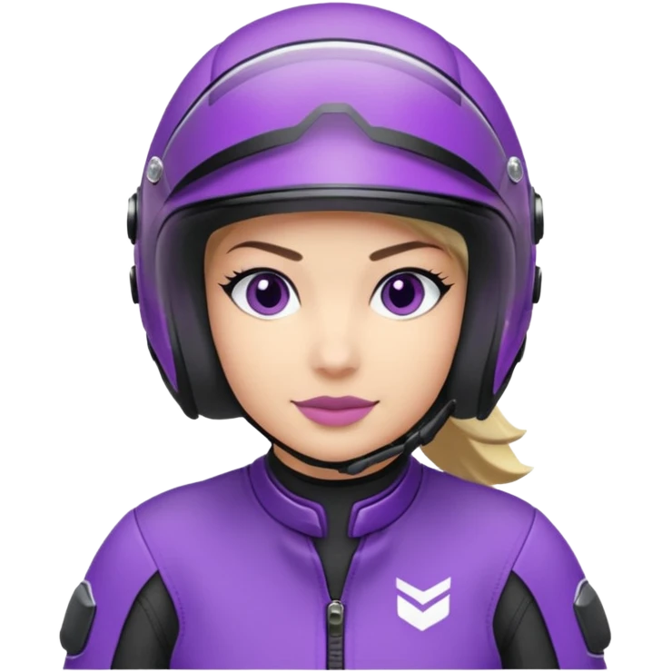 Créer un emoji copiable sur mon système iOS avec une moto mt07 noir mate / violet plus foncé que tu as et iridescent. le style de la mt07 doit être en sport. Avec pilote dessus visière violet bulle de la moto violet aussi. Avec fond arrière  violet  emoji