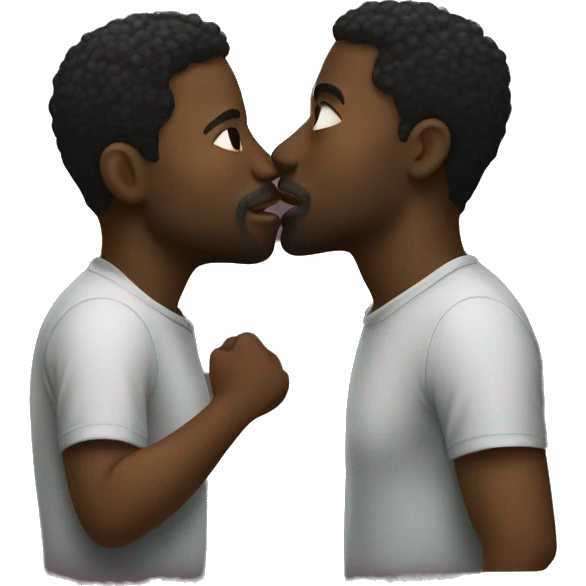Two black men, kissing emoji