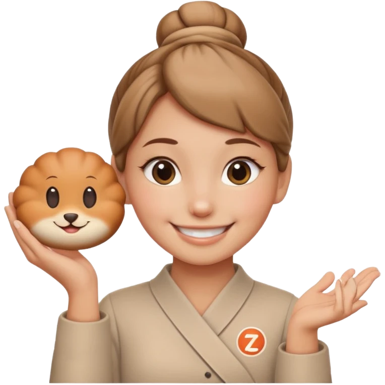smiling bun who holds a Zapier logo emoji