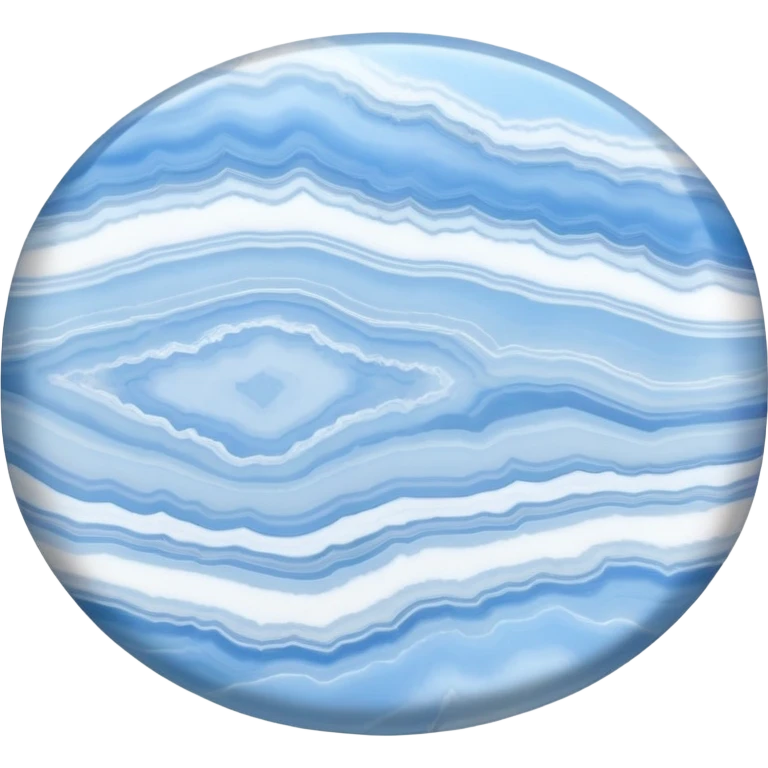 Oval blue lace agate with ethereal sky blue and white banded patterns resembling lace emoji