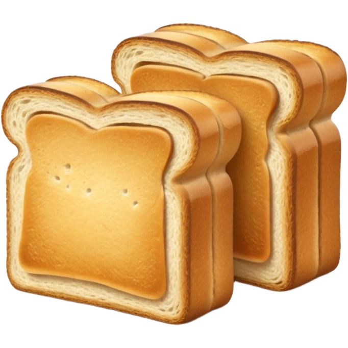 pair of crisp rectangular toast slices, golden-brown edges, airy texture, stacked or overlapping, soft lighting, subtle shadows, emoji scale emoji
