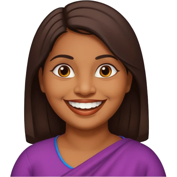 40 yr old chubby sri lankan woman, dark skin, straight brown hair, big smile, white teeth emoji