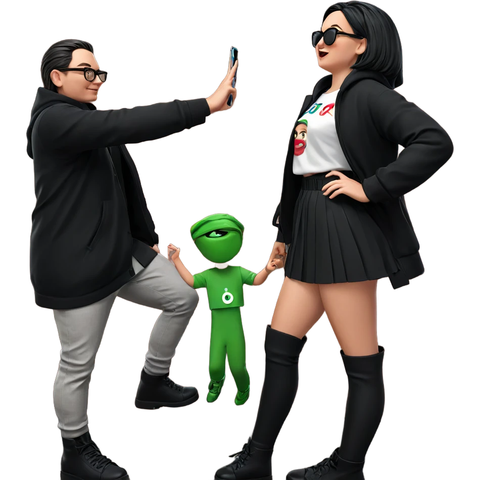 girl and boy fashion pose emoji