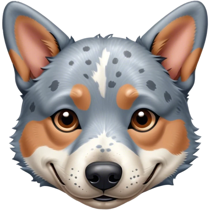 Meme-Worthy Cute Sleeping Blue Speckle Australian Cattle Dog Portrait Emoji, Head resting peacefully with a contented smile, showcasing a robust build and a luxuriously soft blue speckle Fur, eyes shut in a serene nap, Simplified yet hilariously adorable features, highly detailed, glowing with a soft, drowsy light, high shine, relaxed and utterly lovable, stylized with an air of playful laziness, bright and heartwarming, soft glowing outline, capturing the essence of a comically sleepy herder, so meme-worthy it feels like it could instantly become the next viral sensation of adorable slumber! emoji