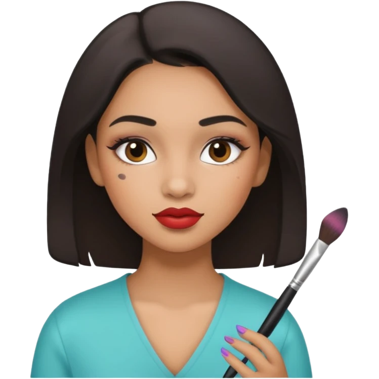 Draw a mixed-race girl applying makeup. emoji