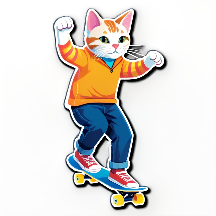 Cat riding a skateboard emoji