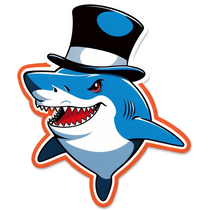 Shark with a top hat emoji
