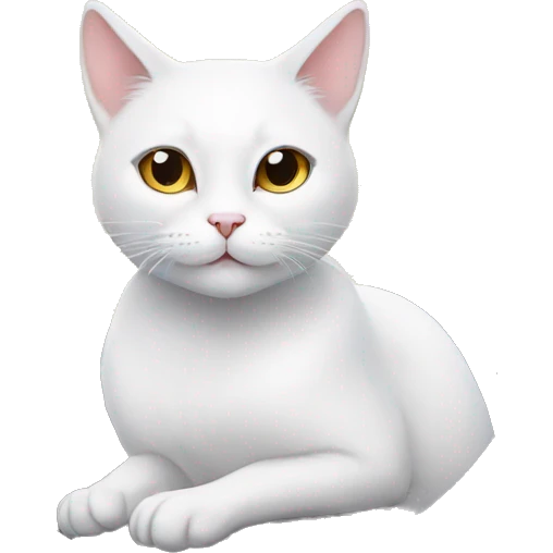 white cat sitting on moon with halo on head emoji