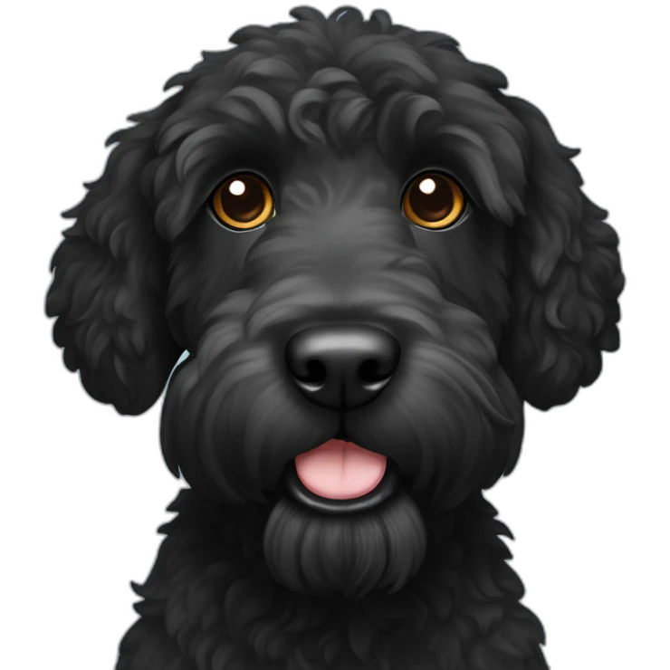 Black labradoodle whit name Bicho emoji