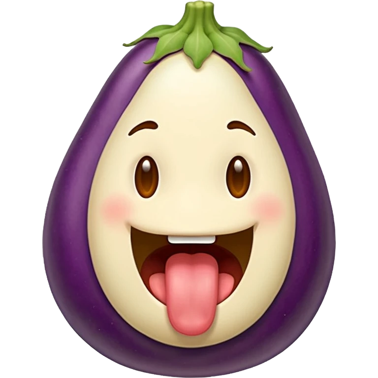 Sticking tounge out with eggplant emoji