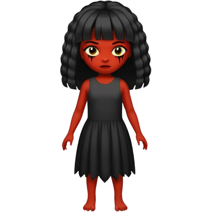 Faça uma menina de cabelo liso preto com franja zumbi emoji