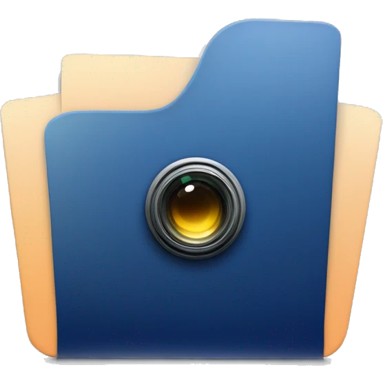 gradient navy shades folder with documents and camera lens emoji