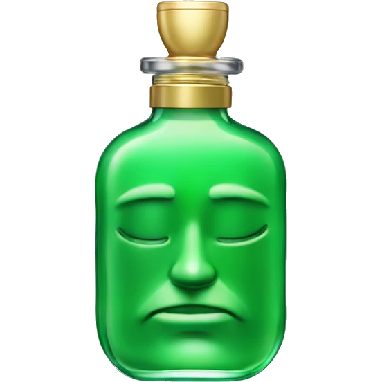 Perfume bottle in shape of a man's body with green liquid emoji