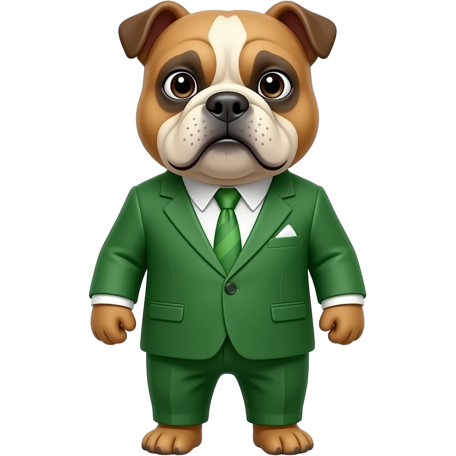 bullDog with green suit front facing emoji