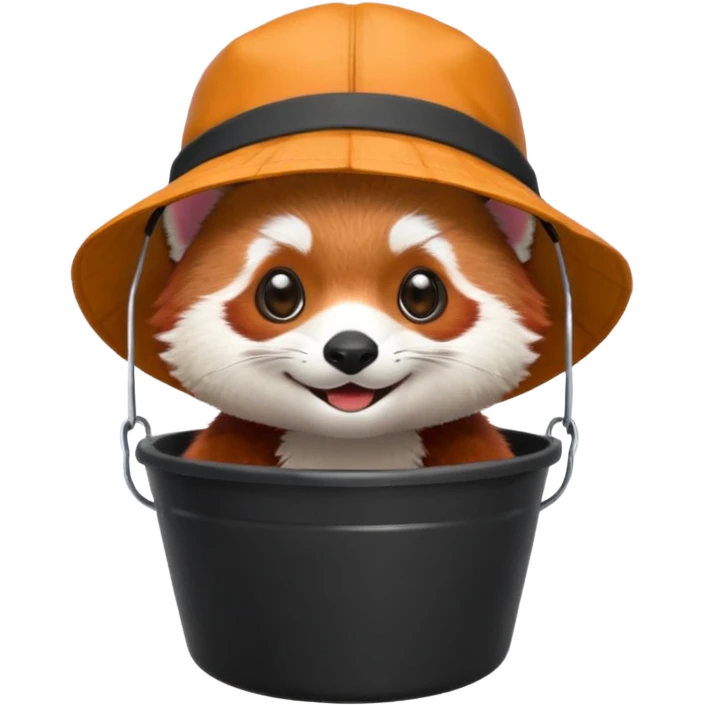 red panda wearing bucket hat, full body emoji