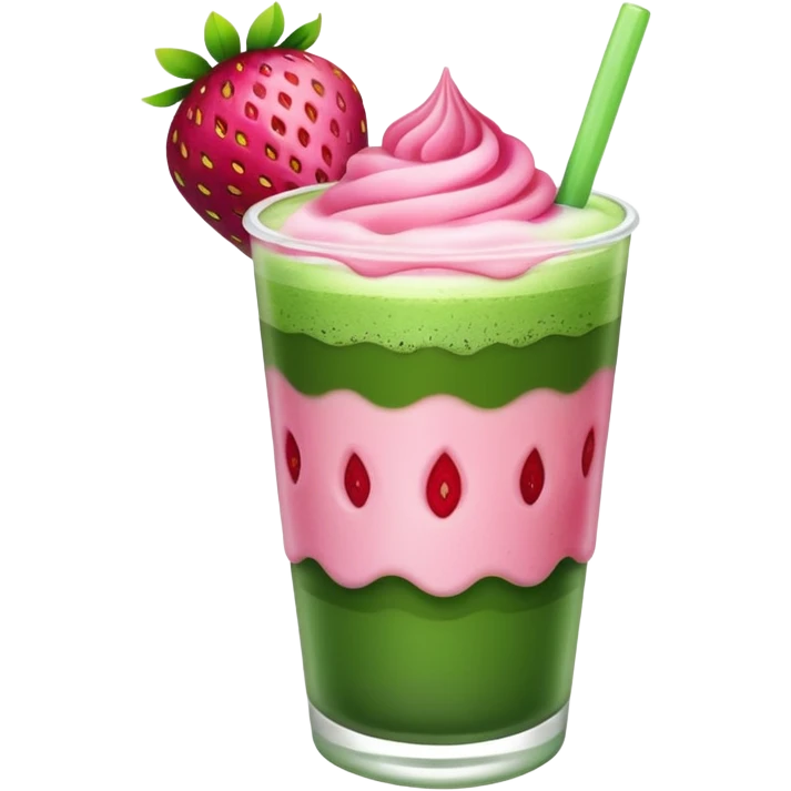 An iced strawberry matcha  emoji