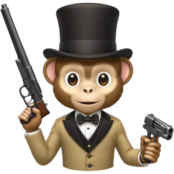 Monkey with top hat and gun emoji