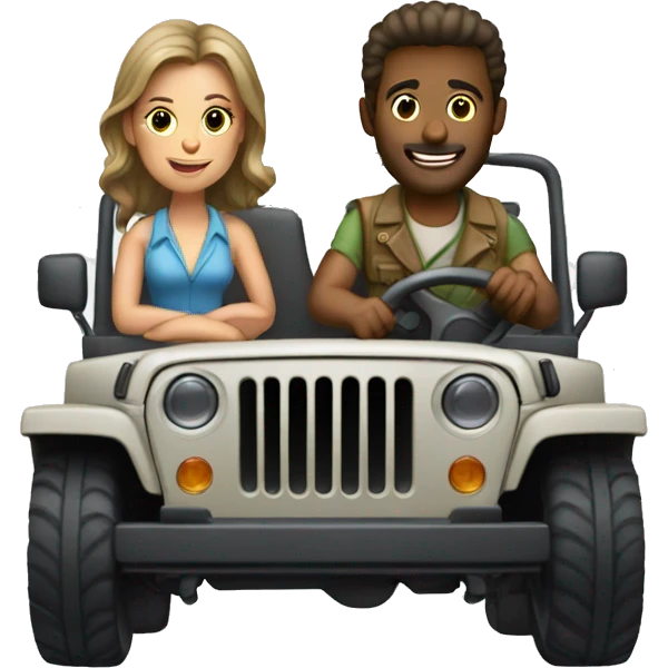 A man and a woman driving a jeep emoji