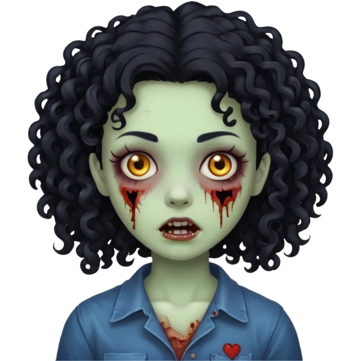 zombie curly girl black hair emoji