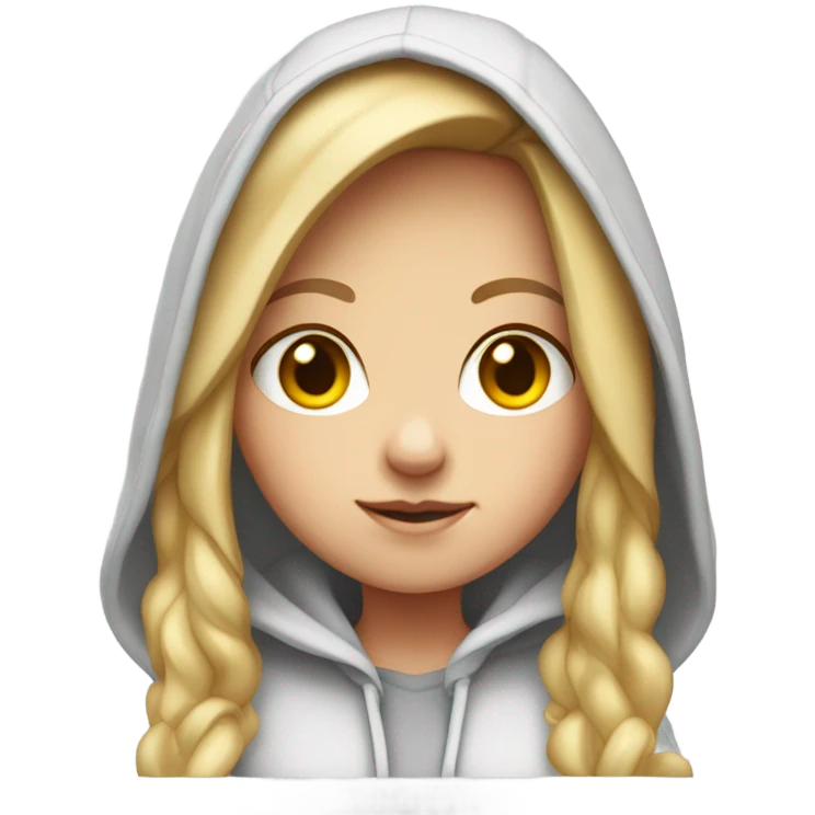 White Girl wearing hoodie with hood down emoji