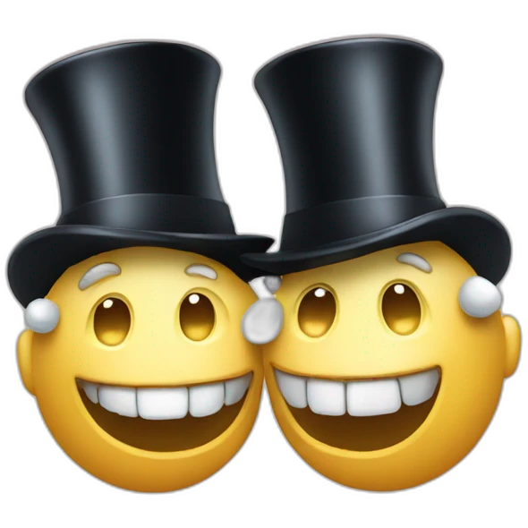 A talking pair of dentures wearing a top hat emoji