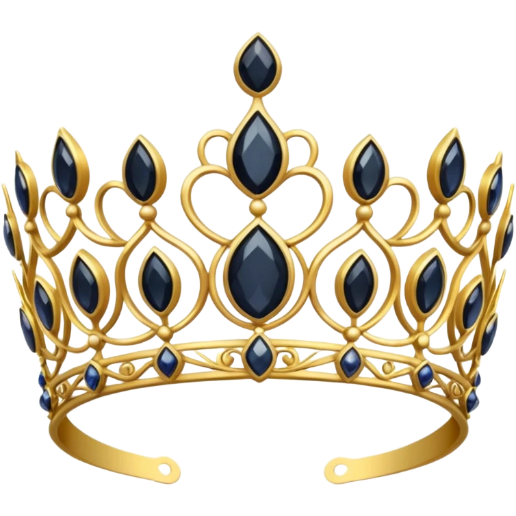 gold tiara with obsidian jewels emoji