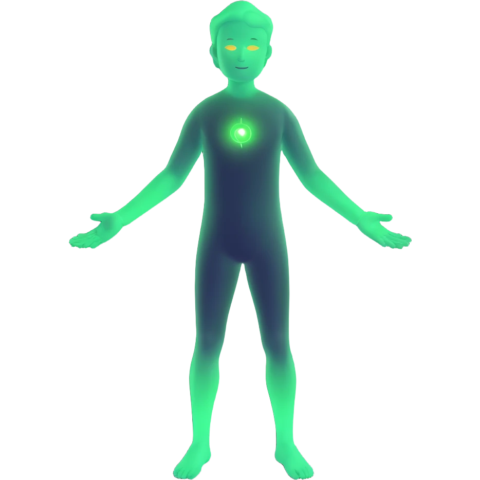 person with a glowing green aura, vibrant and magical emoji