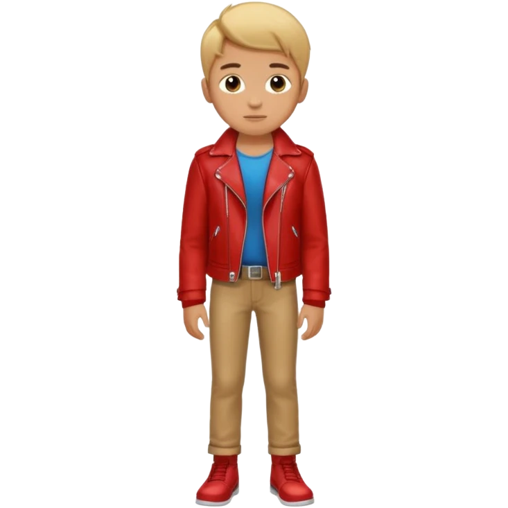 Boy in leather jocket, full body, different color leather jocket, close up emoji