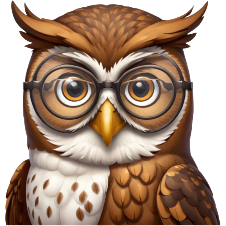 Owl with reading glasses emoji