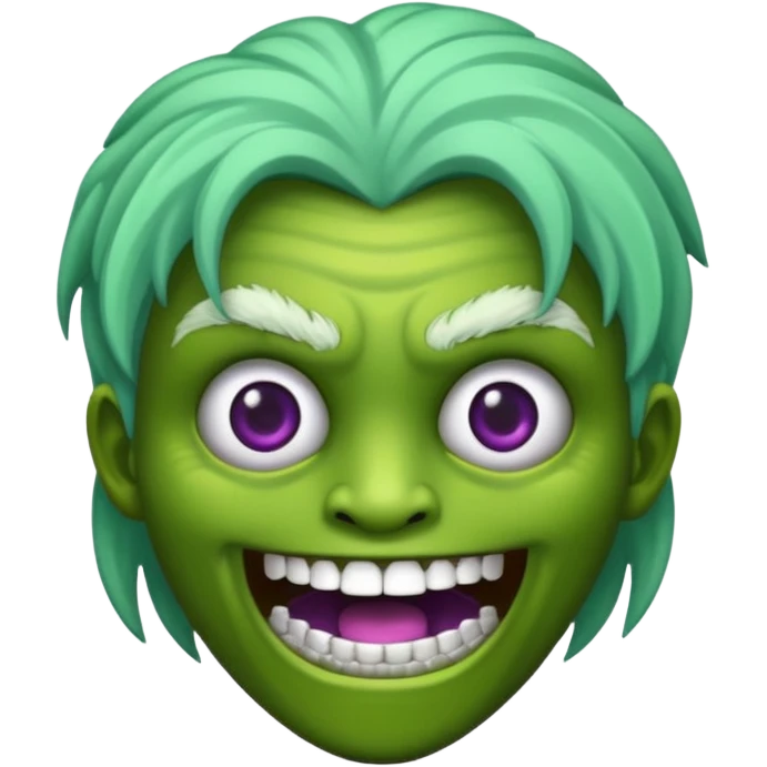 Zumbi verde com dentes prata e cabelo roxo novo emoji