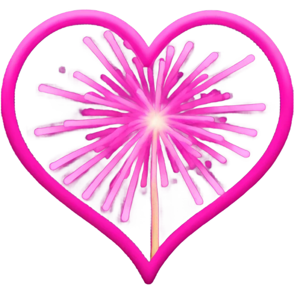 Neon pink fireworks that form a heart  emoji