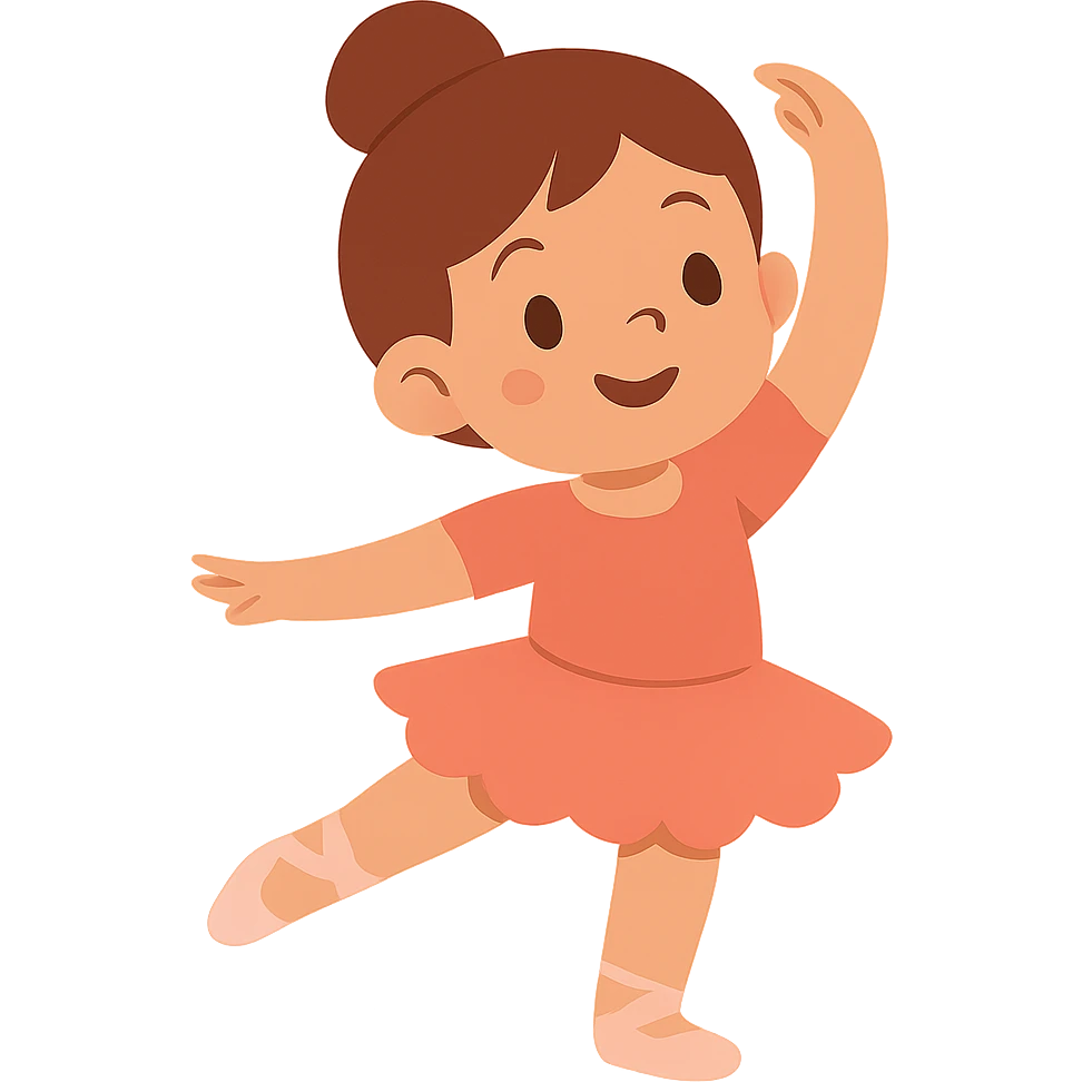 flat toon style 5 year old girl performing ballet emoji