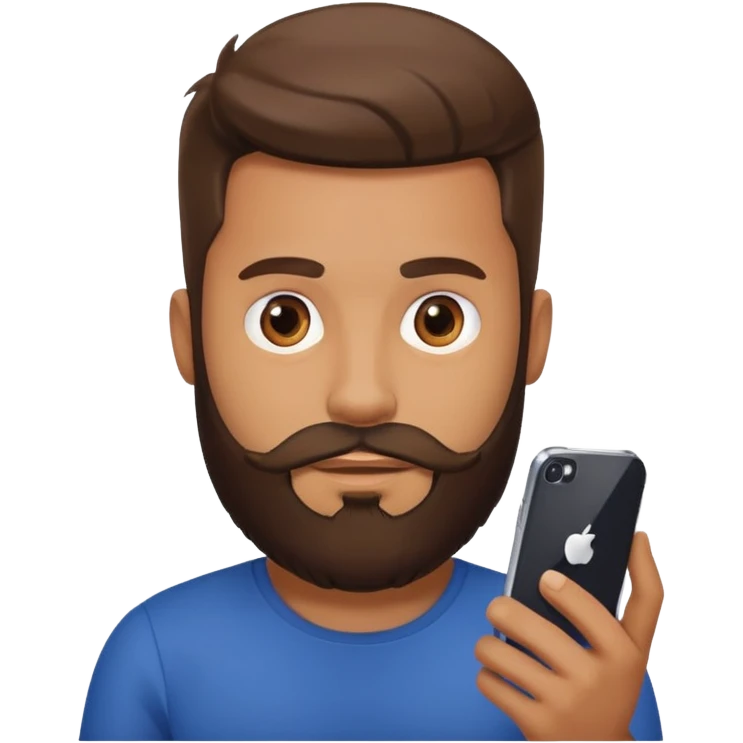 bold man with beard speaking on an iPhone emoji