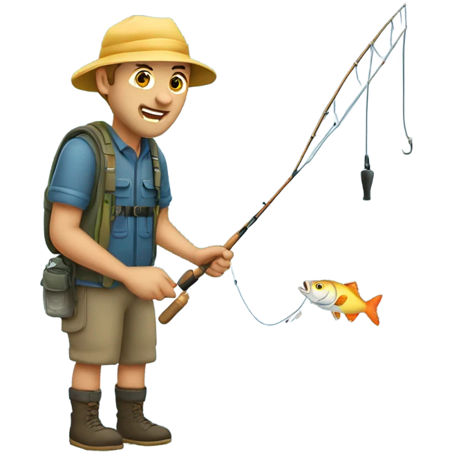  Caucasian fisherman catching a fish emoji