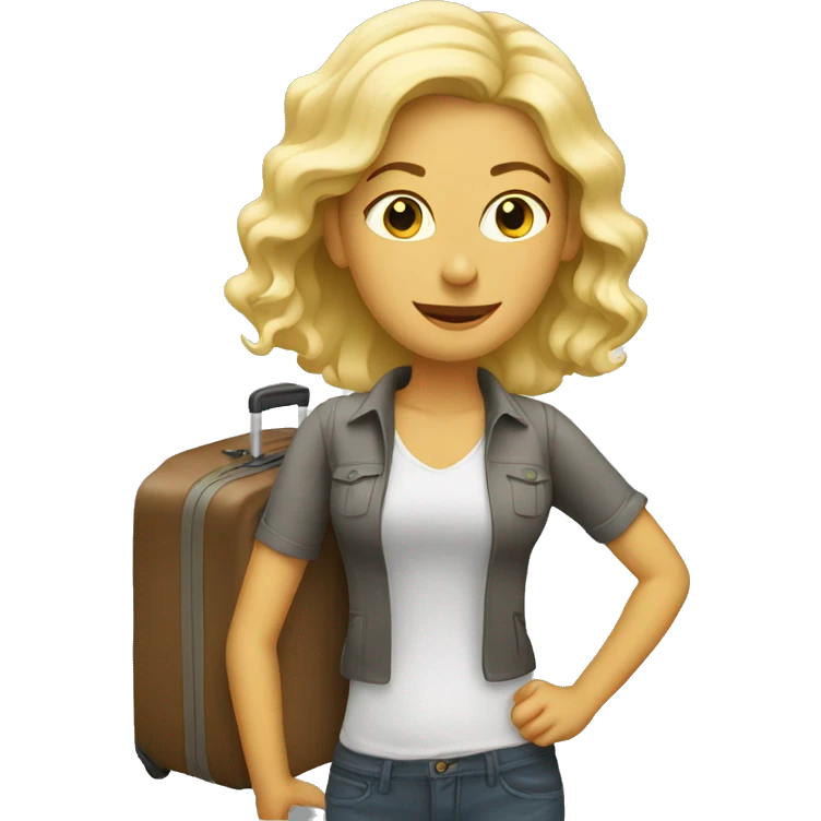 blonde woman with luggage emoji