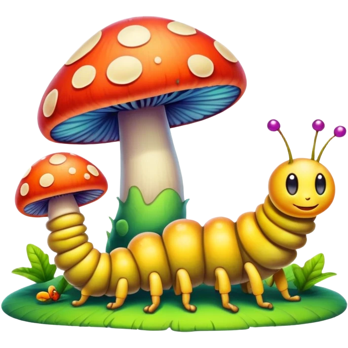 60s mushroom and a caterpillar  emoji