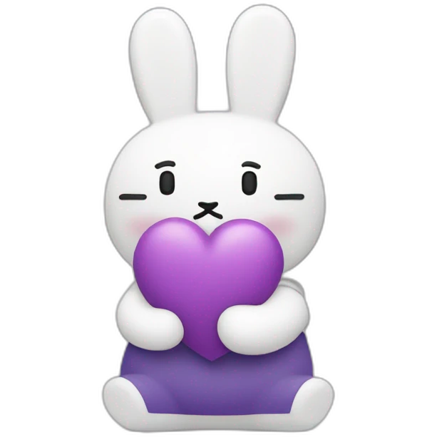 white and purple miffy in love emoji