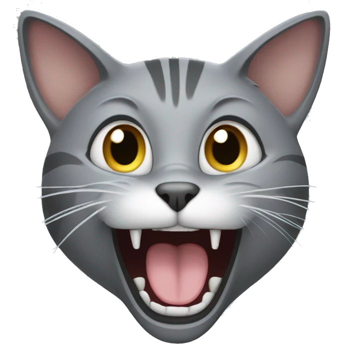 Gray cat screaming  emoji