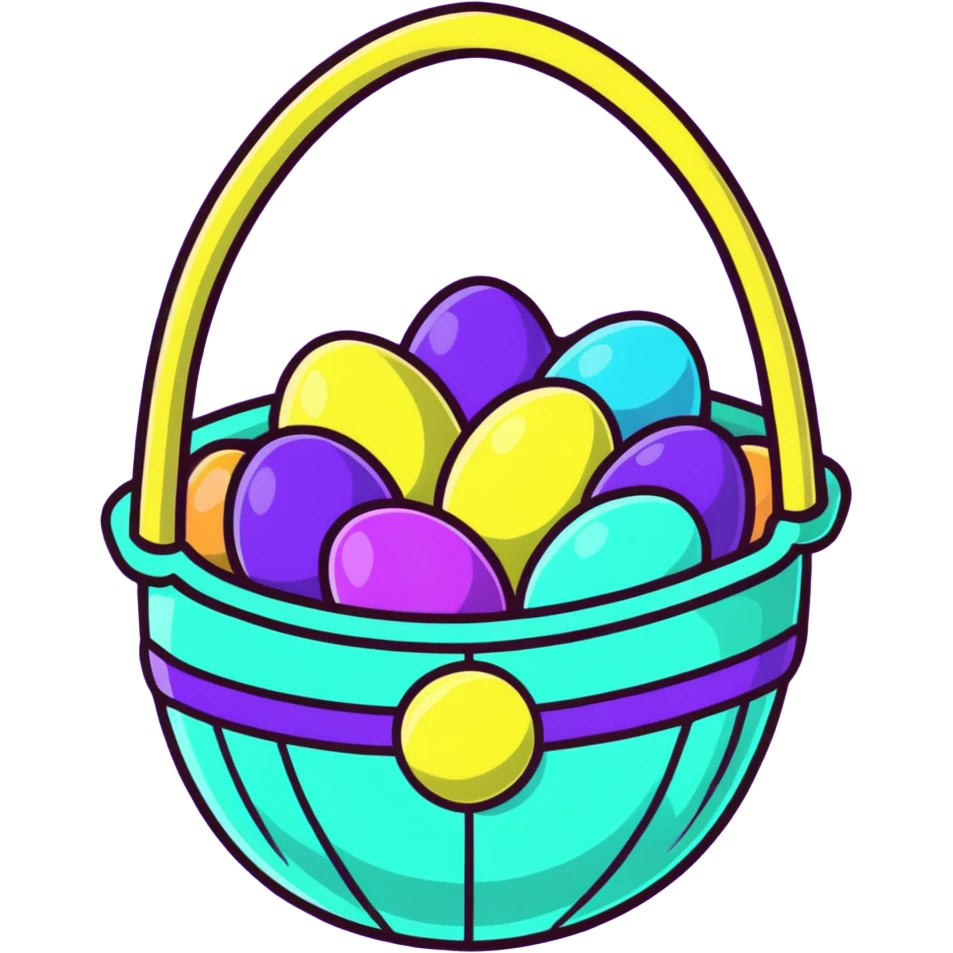 Easter basket with light green and turquoise eggs emoji