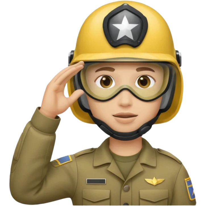 Soldier saluting with helmet + face mask emoji