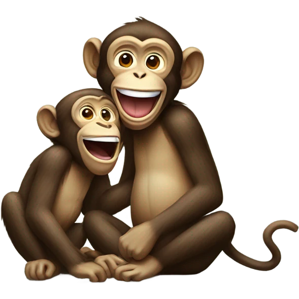 Monkey laughing on a friend monkey emoji