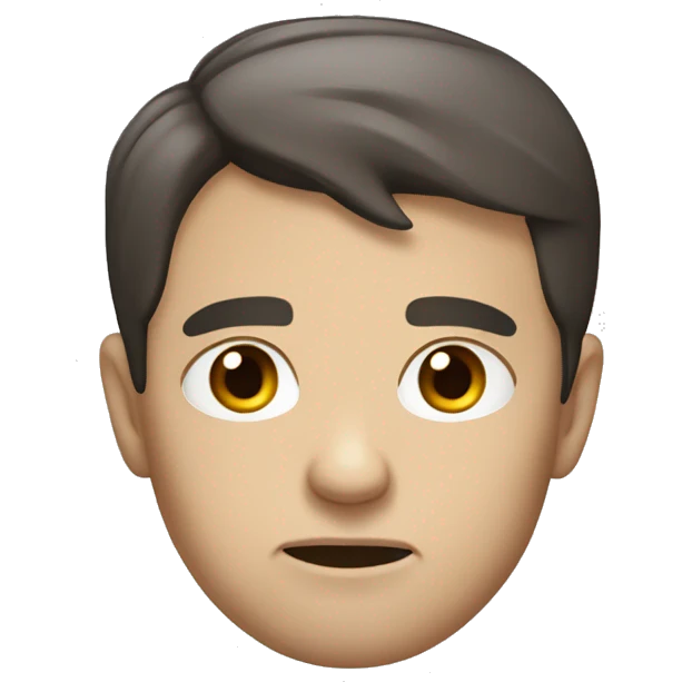 short-cropped scowling brunette white male emoji