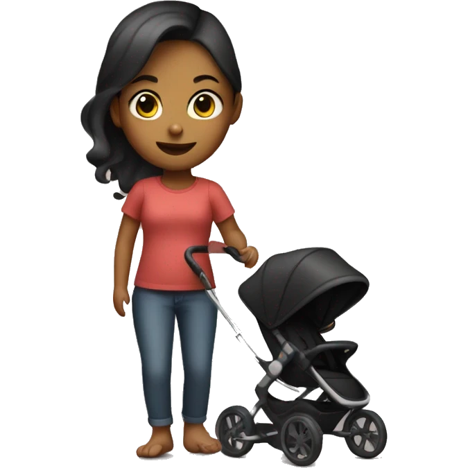 girl with black baby stroller emoji