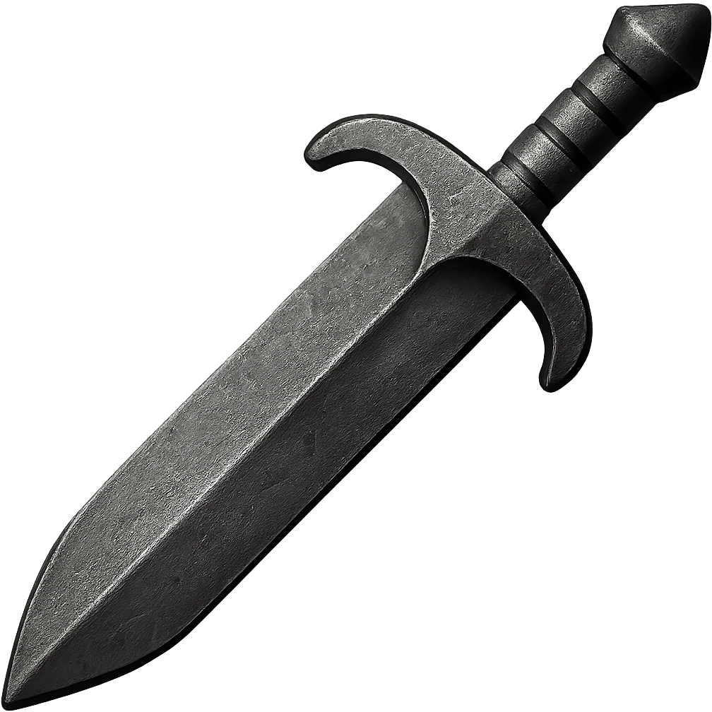 Recolor this bronze greatsword to a slightly worn iron, keep the same shape, realistic metallic iron, emoji style, transparent background. emoji