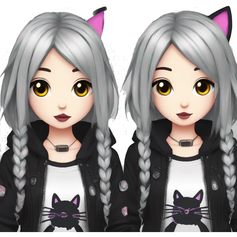 Edgy Kawaii Cute Cool Cartoon Beautiful Elegant Pretty Anime Punk Techwear Gothic Catgirl emoji